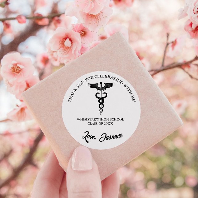 Modernes Minimalistisch Dankeschön Graduierungspar Runder Aufkleber (Von Creator hochgeladen)