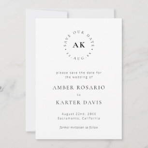 Modernes Minimalistisch einfaches Monogramm Save The Date
