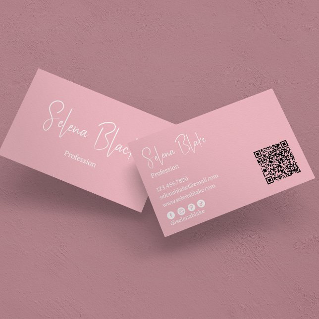 Modernes Minimalistisch | Elegant Blossom & QR Cod Visitenkarte (Von Creator hochgeladen)