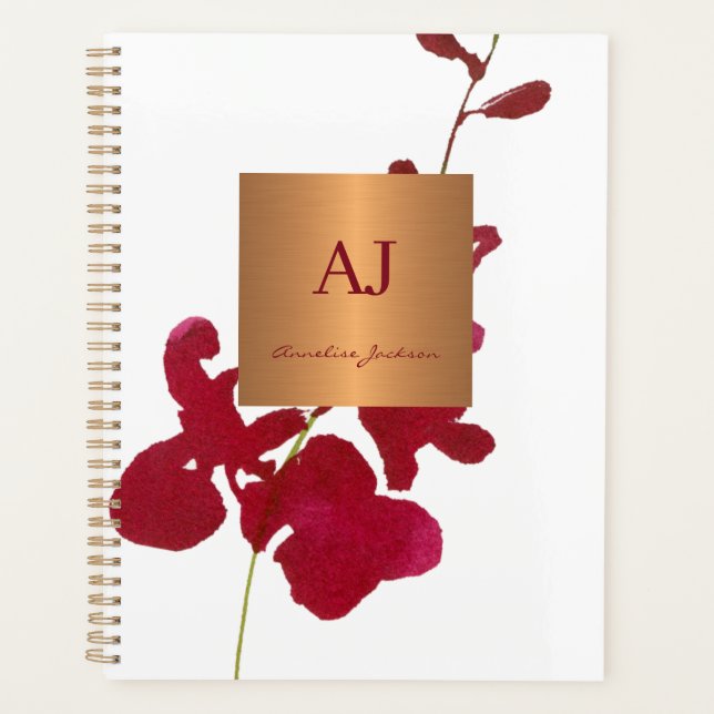Modernes, minimalistisch elegantes Glam floral Gir Planer (Vorderseite)