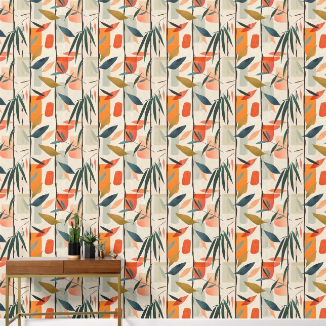 Modernes Minimalistisch geometrisches Bambusmuster Tapete (Korridor)