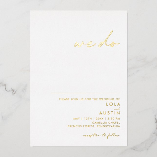 Modernes Minimalistisch | Gold wir Hochzeit real Folieneinladung (Vorderseite)