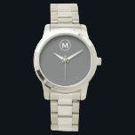Modernes Minimalistisch-Grau-Monogramm Armbanduhr<br><div class="desc">Moderne Minimalistische Monogramm Grau Monogramm Emblem Weiße klassische Blocktypografie Monogramm Solid-Grau Hintergrund</div>