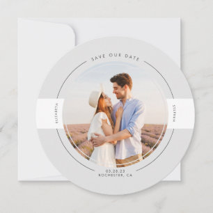 Modernes, Minimalistisch-hellgraues Save the Date 