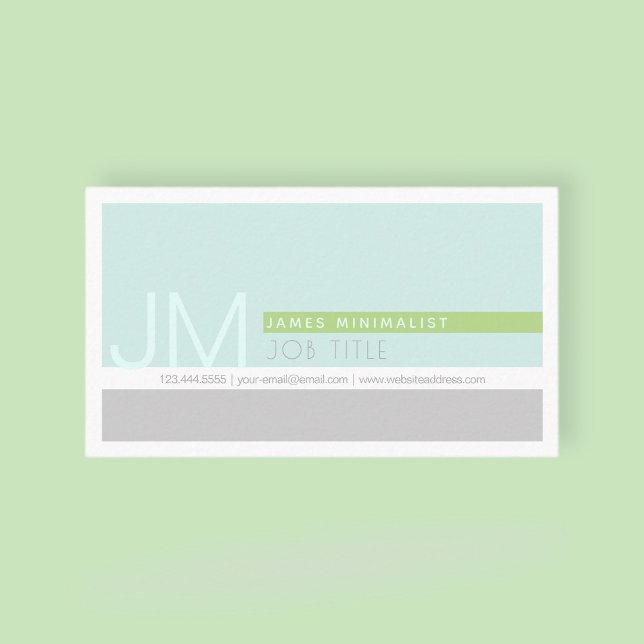 Modernes Minimalistisch | Light Blue Green Gray Visitenkarte (Von Creator hochgeladen)