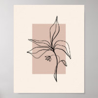Modernes Minimalistisch Line Art Blumen Poster