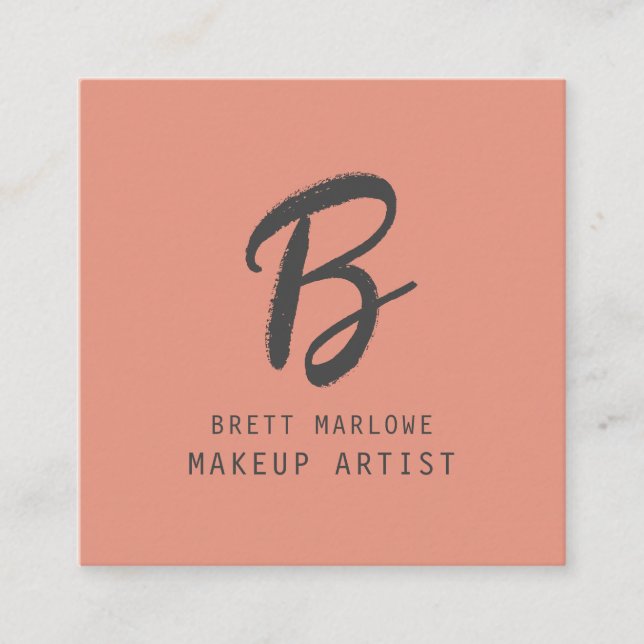 Modernes Minimalistisch Makeup Artist Monogram Cop Quadratische Visitenkarte (Vorderseite)