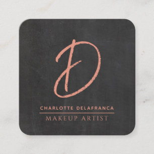 Modernes Minimalistisch-Makeup-Künstlermonogramm S Quadratische Visitenkarte