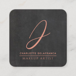 Modernes Minimalistisch-Makeup-Künstlermonogramm S Quadratische Visitenkarte