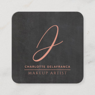 Modernes Minimalistisch-Makeup-Künstlermonogramm S Quadratische Visitenkarte