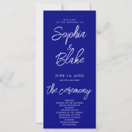 Modernes Minimalistisch Navy Blue Hochzeitsprogram