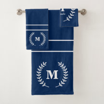 Modernes Minimalistisch Navy Blue Initial Monogram