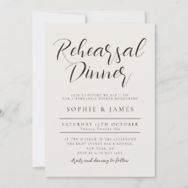 Modernes Minimalistisch neutrales Hochzeitessen Pr Einladung