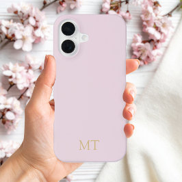 Modernes Minimalistisch rosa Goldmonogramm iPhone 16 Hülle