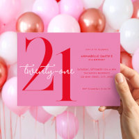 Modernes Minimalistisch rosa Rot 21. Geburtstag
