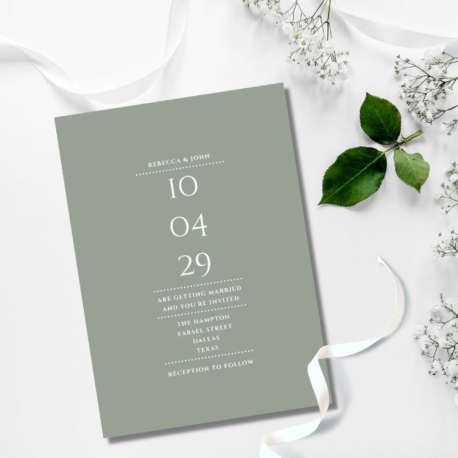 Modernes Minimalistisch Sage Green Foto Hochzeitda Einladung (Von Creator hochgeladen)