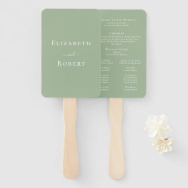 Modernes Minimalistisch Sage Green Wedding Program Fächer