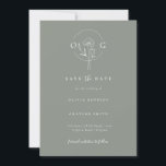 Modernes Minimalistisch Sage Green Wedgram Save The Date<br><div class="desc">Moderner Minimalistischer Sage Green Wedding Monogram QR Code Save the Date - Ein hübscher, einfacher, moderner Save the Date mit dem Monogramm von Bride und Groom und QR Code. Unsere Vorlage macht es Ihnen so einfach, Ihre Save the Date anzupassen. Sage Green Hintergrund kann leicht geändert werden, um mit Ihrer...</div>