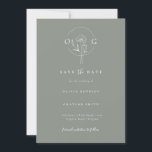 Modernes Minimalistisch Sage Green Wedgram Save The Date<br><div class="desc">Moderner Minimalistischer Sage Green Wedding Monogram QR Code Save the Date - Ein hübscher, einfacher, moderner Save the Date mit dem Monogramm von Bride und Groom und QR Code. Unsere Vorlage macht es Ihnen so einfach, Ihre Save the Date anzupassen. Sage Green Hintergrund kann leicht geändert werden, um mit Ihrer...</div>