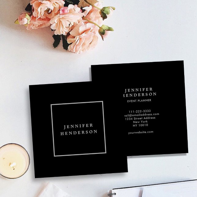 Modernes, minimalistisch-schwarz-grau beruflich quadratische visitenkarte (Modern minimalist black gray professional square business card.)