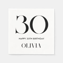 Modernes Minimalistisch Schwarz und Weiß 30. Gebur Serviette