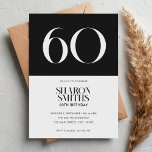 Modernes Minimalistisch Schwarz und Weiß 60. Gebur Einladung<br><div class="desc">Moderne minimalistische 60. Geburtstagseinladung mit einfachem Design mit eleganter,  eleganter Typografie in Schwarz-Weiß-Farbe.</div>