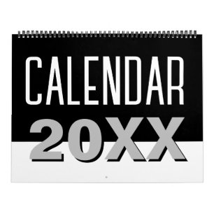 Modernes Minimalistisch Schwarz/Weiß 2024 Kalender