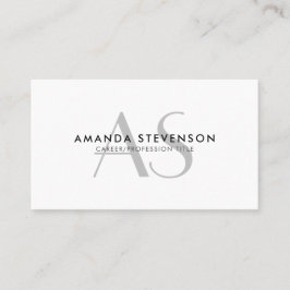 Modernes Minimalistisch Schwarz/Weiß-Mit Monogramm Visitenkarte
