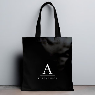 Modernes Minimalistisch Schwarzweiß-Weiß-Monogramm Tasche