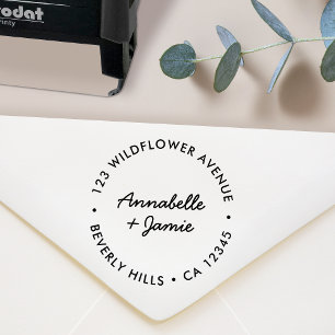 Modernes Minimalistisch   Script Wedding Rücksende Permastempel