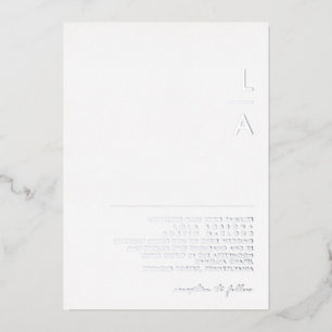 Modernes Minimalistisch   Silver Monogram Wedding  Folieneinladung