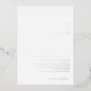 Modernes Minimalistisch Silver Wedding Real Folieneinladung