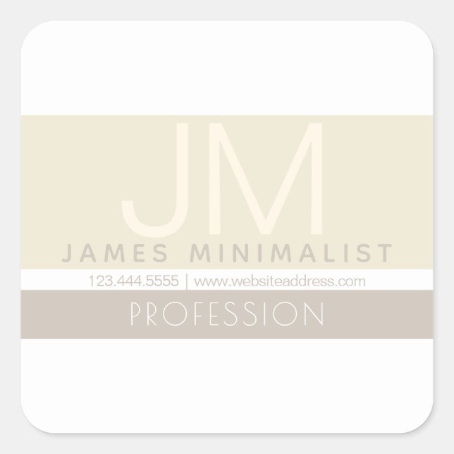 Modernes Minimalistisch | Taupe-Erdtöne Quadratischer Aufkleber (Vorderseite)