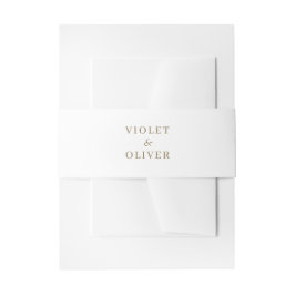 Modernes Minimalistisch | White Gold Wedding Einladungsbanderole