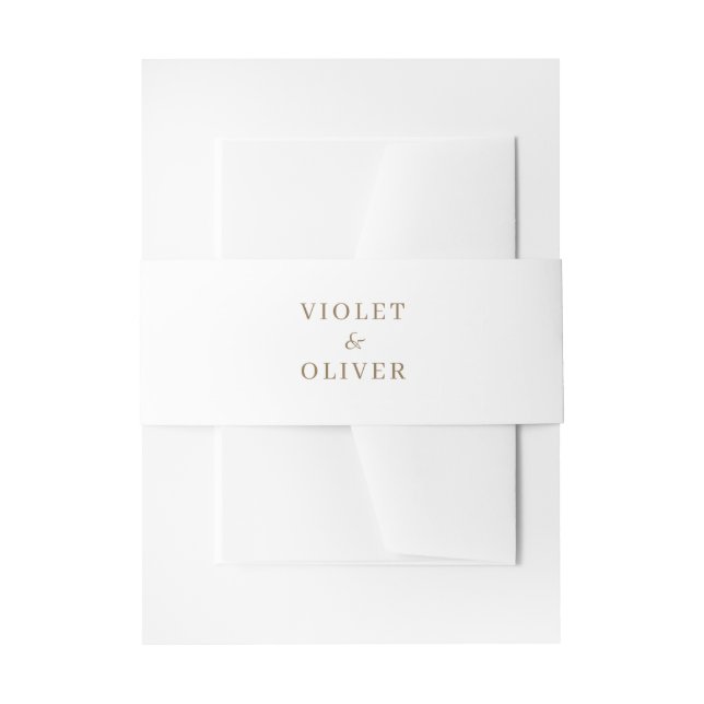 Modernes Minimalistisch | White Gold Wedding Einladungsbanderole (Vorderseite Beispiel)