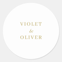 Modernes Minimalistisch | White Gold Wedding Runder Aufkleber