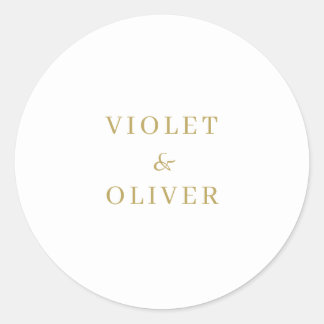 Modernes Minimalistisch | White Gold Wedding Runder Aufkleber