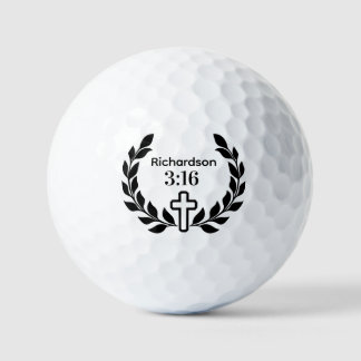 Modernes Minimalistisches 3:16 Script mit Cross Golfball