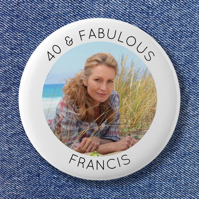 Modernes Minimalistisches 40 & fabelhaftes Foto Button (Modern Minimalist 40 & Fabulous Photo Button)