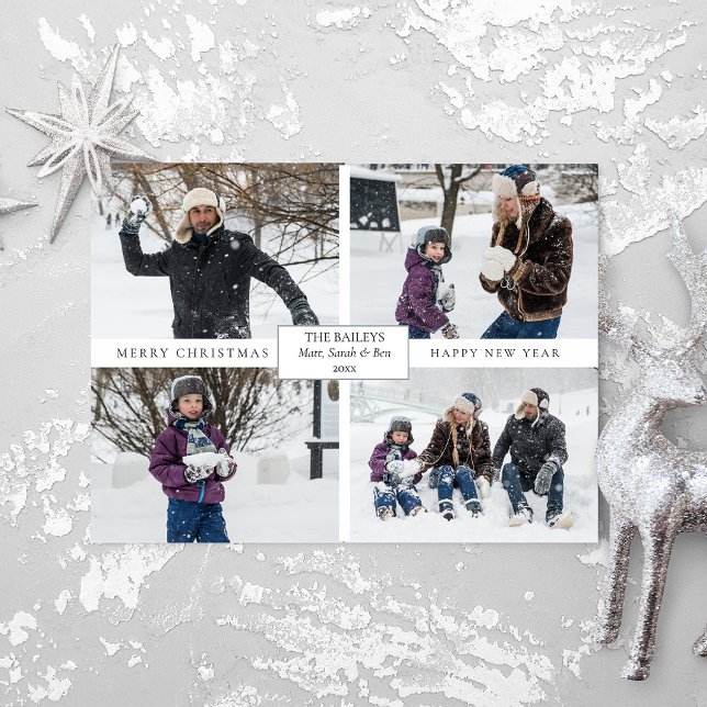 Modernes, Minimalistisches 4-Foto mit Text Postkarte (Von Creator hochgeladen)