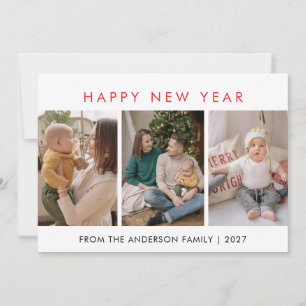 Modernes minimalistisches 5-Foto-Collage Neujahr Feiertagskarte
