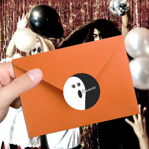 Modernes Minimalistisches Abstrakt Ghost Halloween Runder Aufkleber