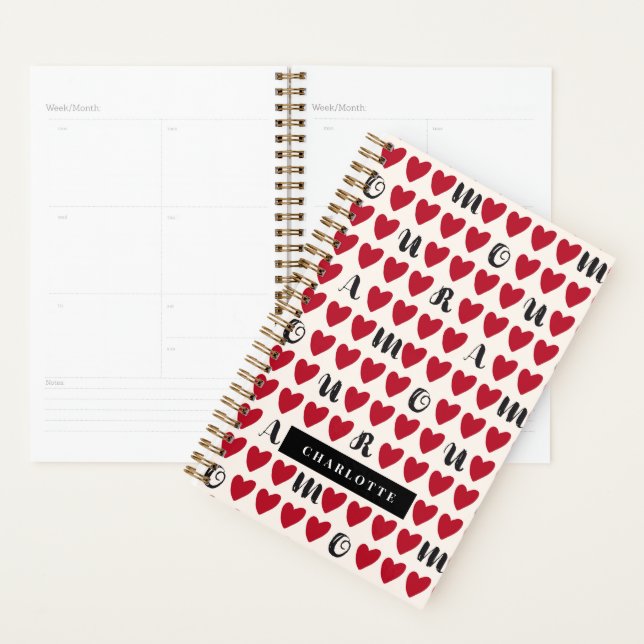 Modernes Minimalistisches Amour Heart Pattern Book Planer (Anzeige)