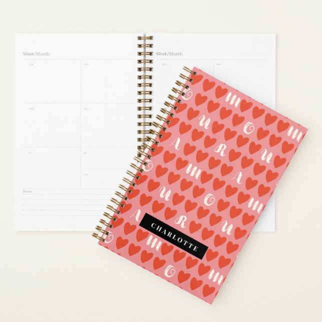 Modernes Minimalistisches Amour Heart Pattern Book Planer (Anzeige)
