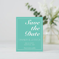Modernes Minimalistisches Aqua & White Save the Da