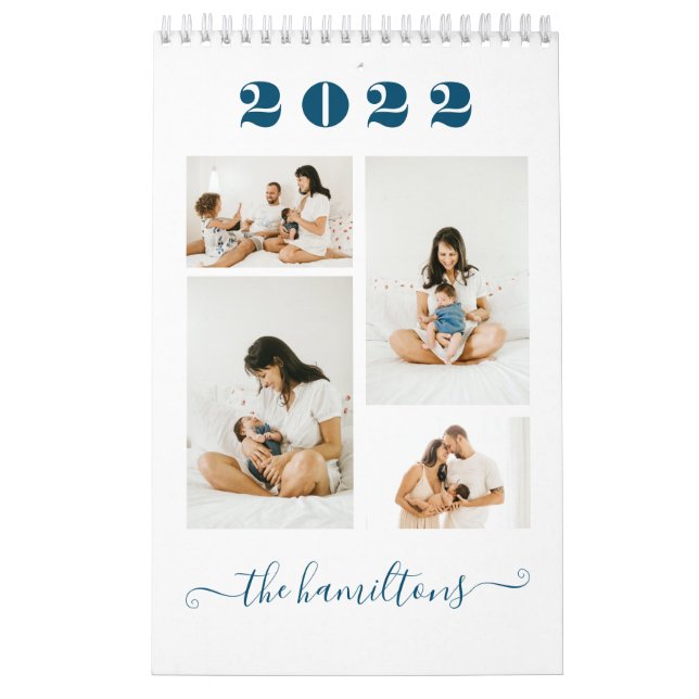 Modernes Minimalistisches Aquamarines Blue Family  Kalender (Titelbild)