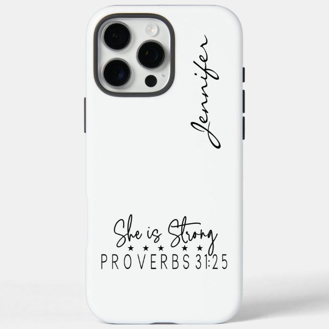 Modernes Minimalistisches B&W Bible Verse Sprichwo iPhone 16 Pro Max Hülle (Rückseite)