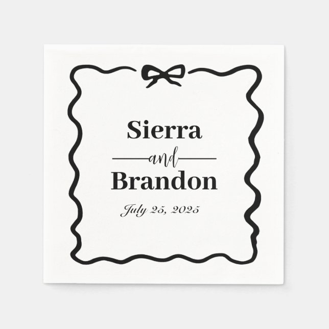 Modernes Minimalistisches B&W Wedding Napkins Serviette (Vorderseite)