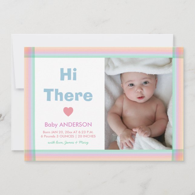 Modernes Minimalistisches Baby-Foto - Geburtsankün Einladung (Vorderseite)