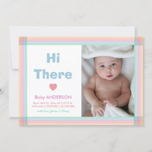 Modernes Minimalistisches Baby-Foto - Geburtsankün Einladung